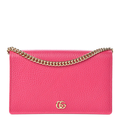 Gucci Dollar Calfskin Mini GG Marmont Chain Wallet Box Pink 1 of 10