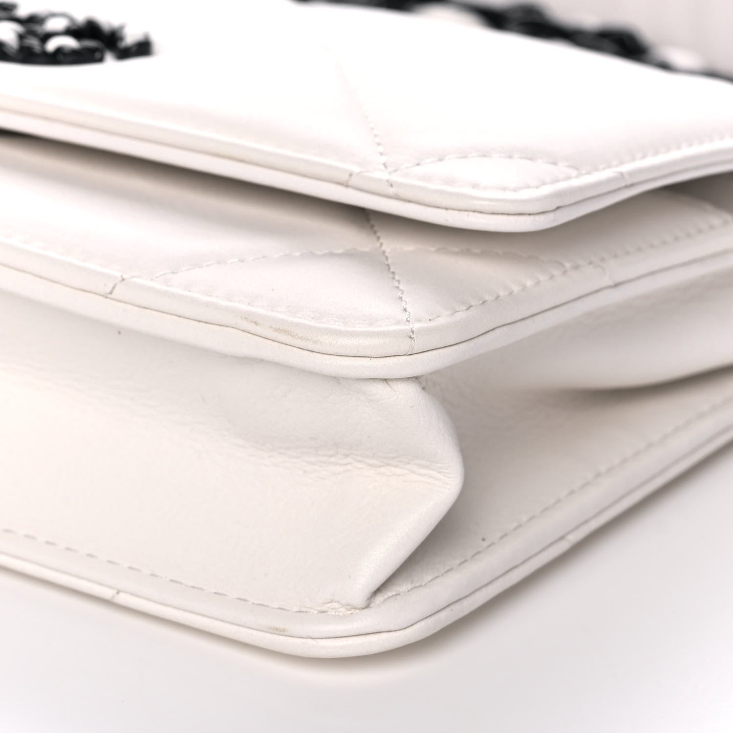 Chanel Glossy Calfskin Quilted Chanel 19 Wallet On Chain WOC White Black 11 of 15