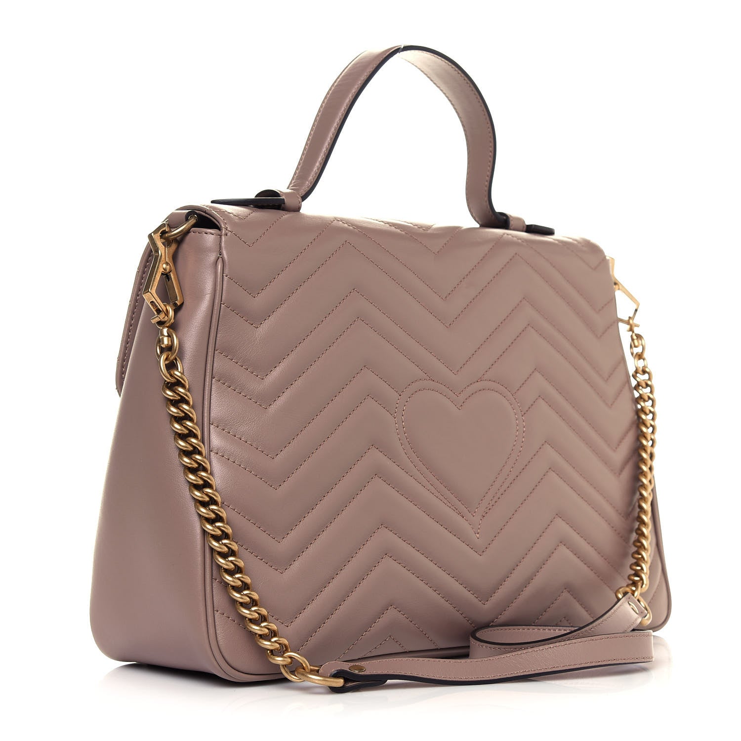 Gucci Calfskin Matelasse Medium GG Marmont Top Handle Shoulder Bag Porcelain Rose 3 of 14