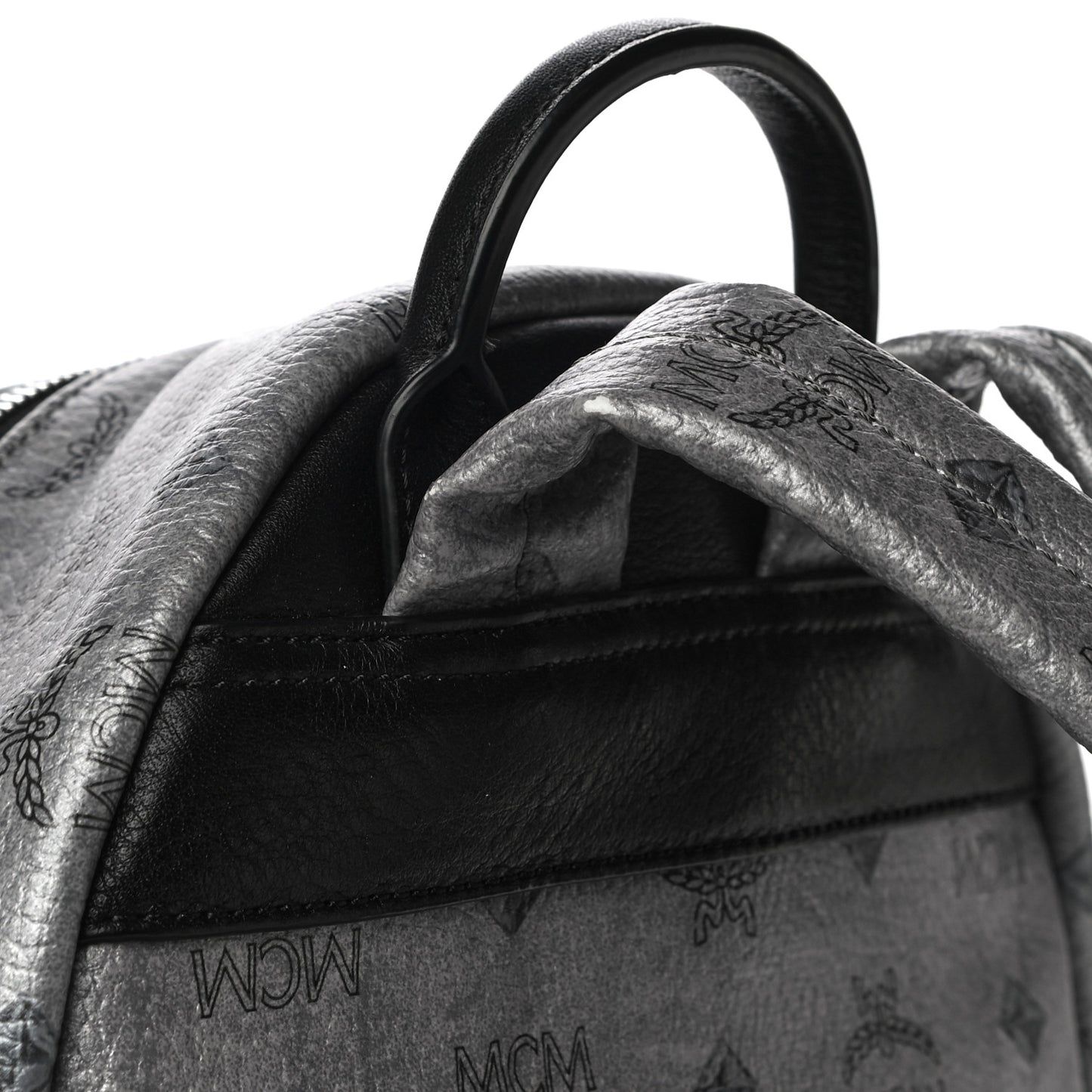 Metallic Visetos Studded Small Dual Stark Backpack Silver