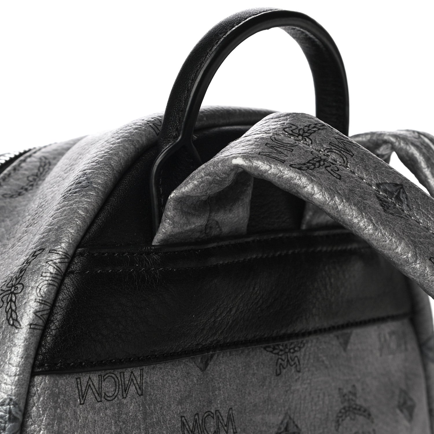 MCM Metallic Visetos Studded Small Dual Stark Backpack Silver 14 of 15