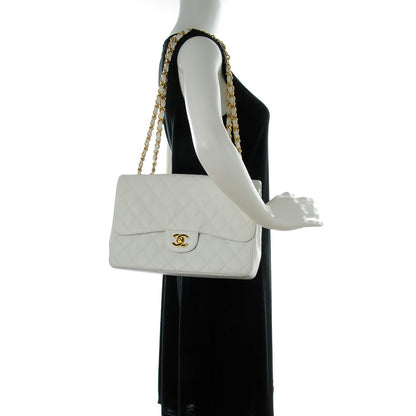 Chanel Caviar Quilted Jumbo Single Flap White 2 of 7