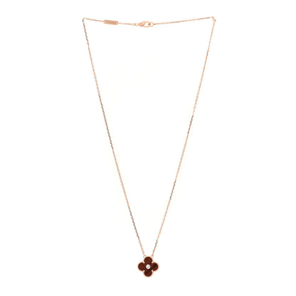 Van Cleef & Arpels 18K Rose Gold Diamond Bulls Eye Vintage Alhambra Pendant Necklace 3 of 6