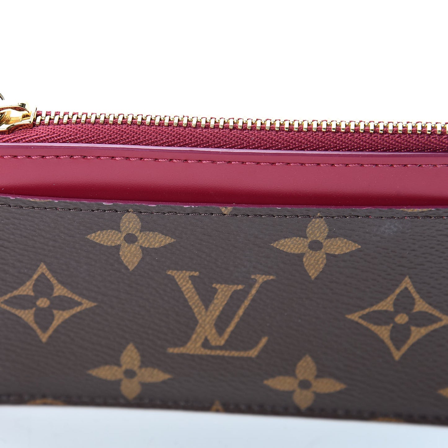Monogram Zipped Card Holder Fuchsia