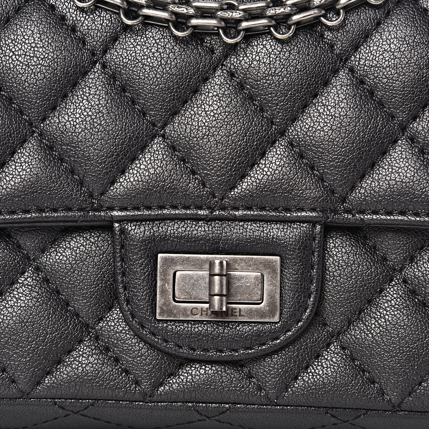 Sheepskin Quilted 2.55 Reissue Mini Flap Dark Grey