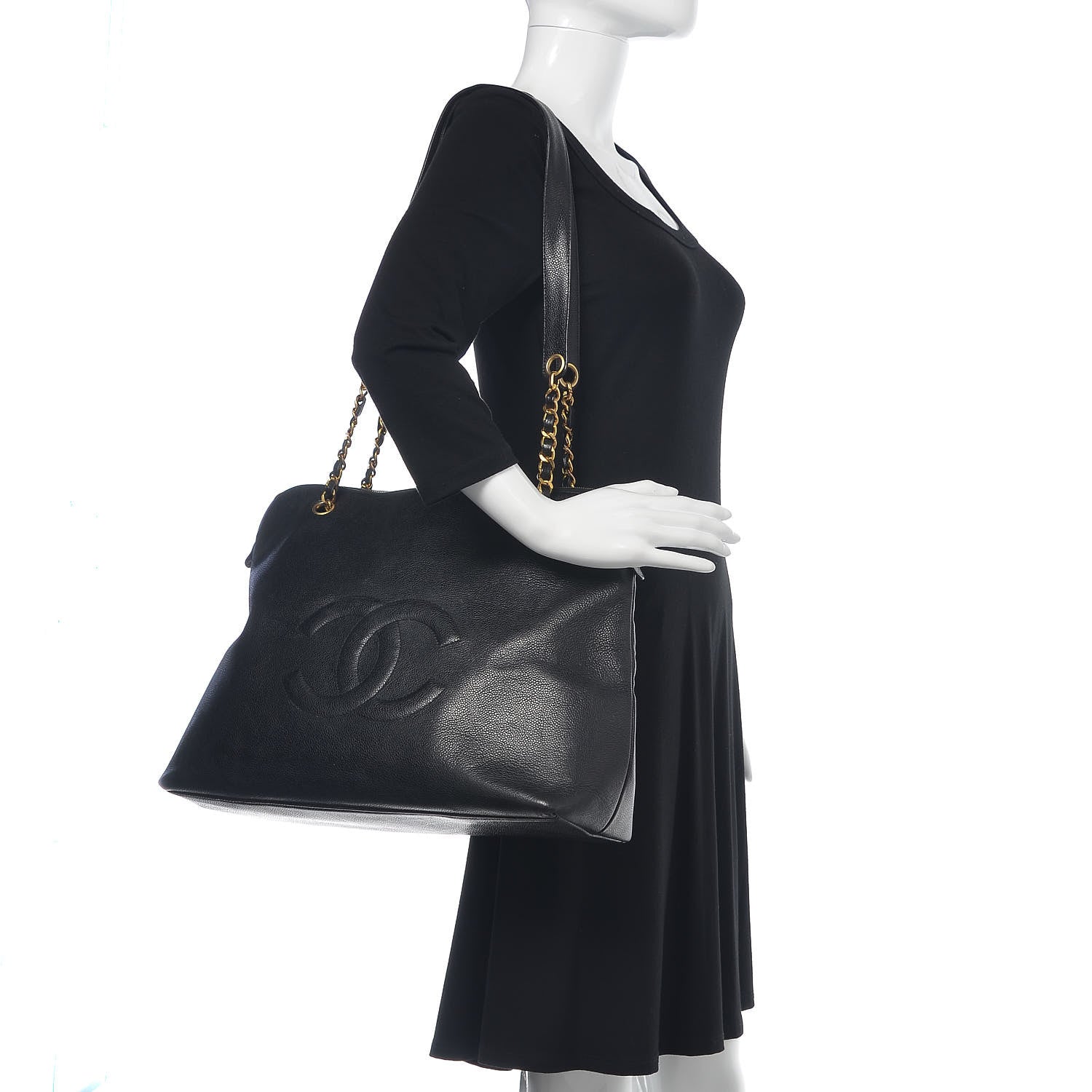 Chanel Caviar Large CC Shoulder Bag Black 2 of 13