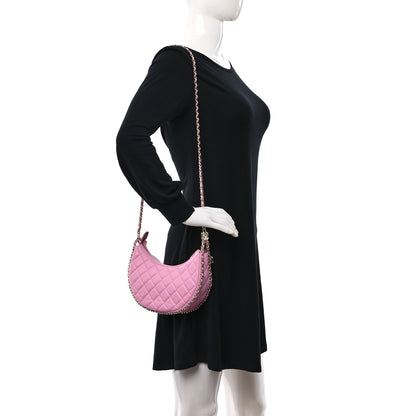 Chanel Lambskin Quilted Small Hobo Bag Pink 2 of 9
