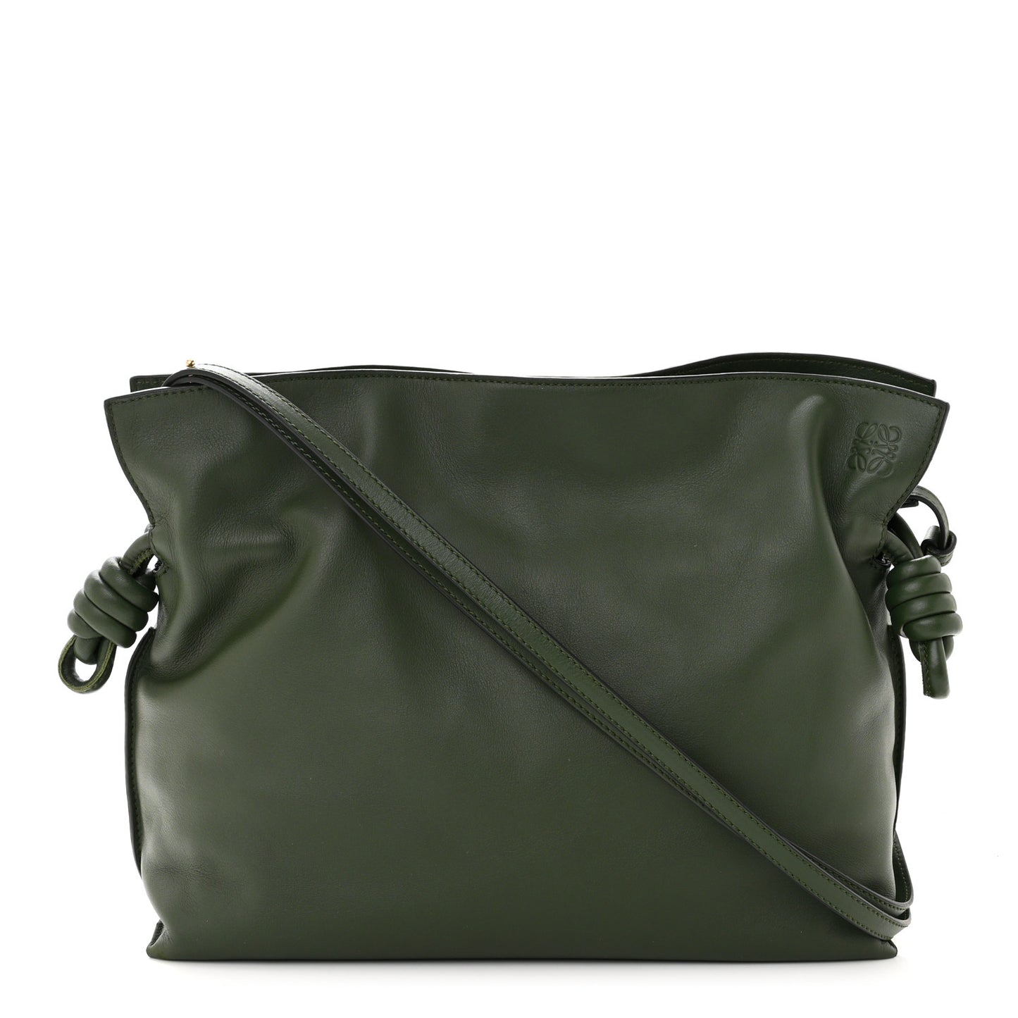 Nappa Flamenco Knot Clutch Vintage Khaki