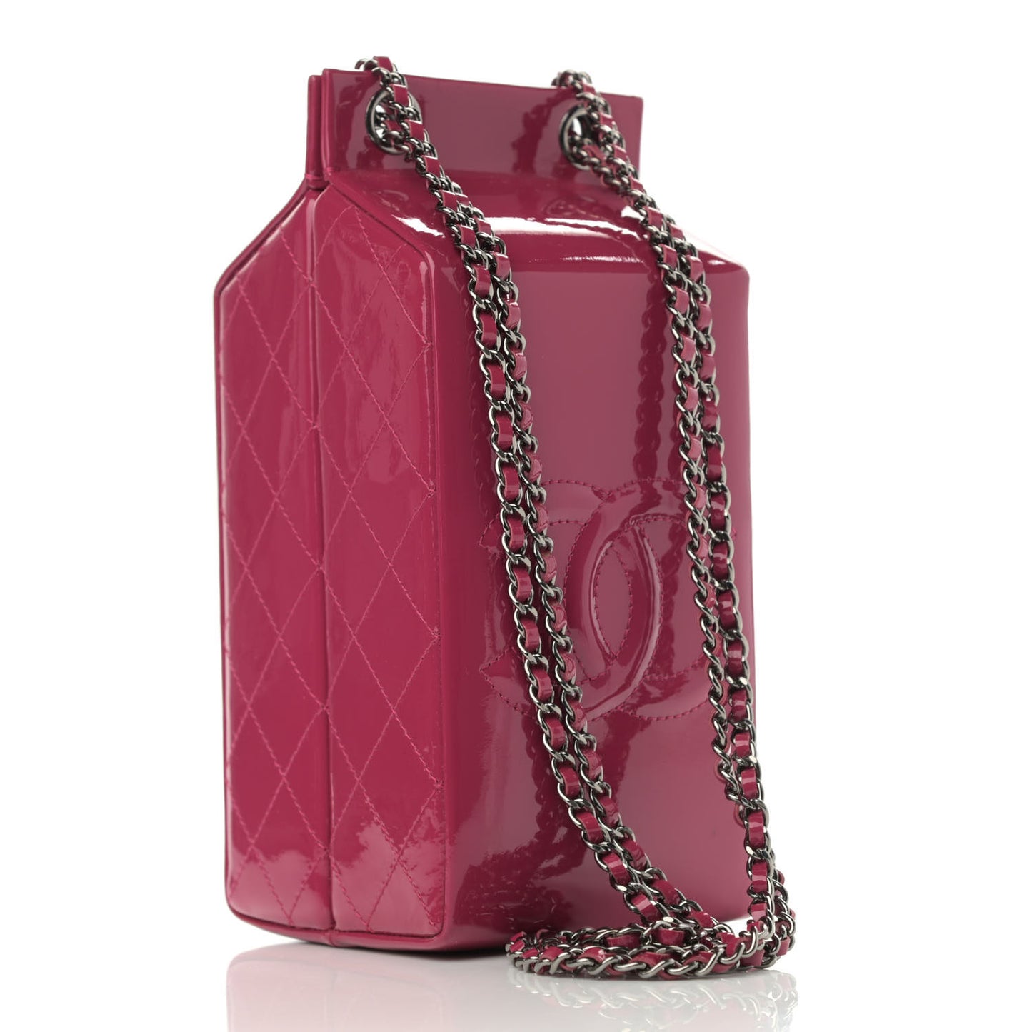 Patent Milk Carton Bag Dark Pink
