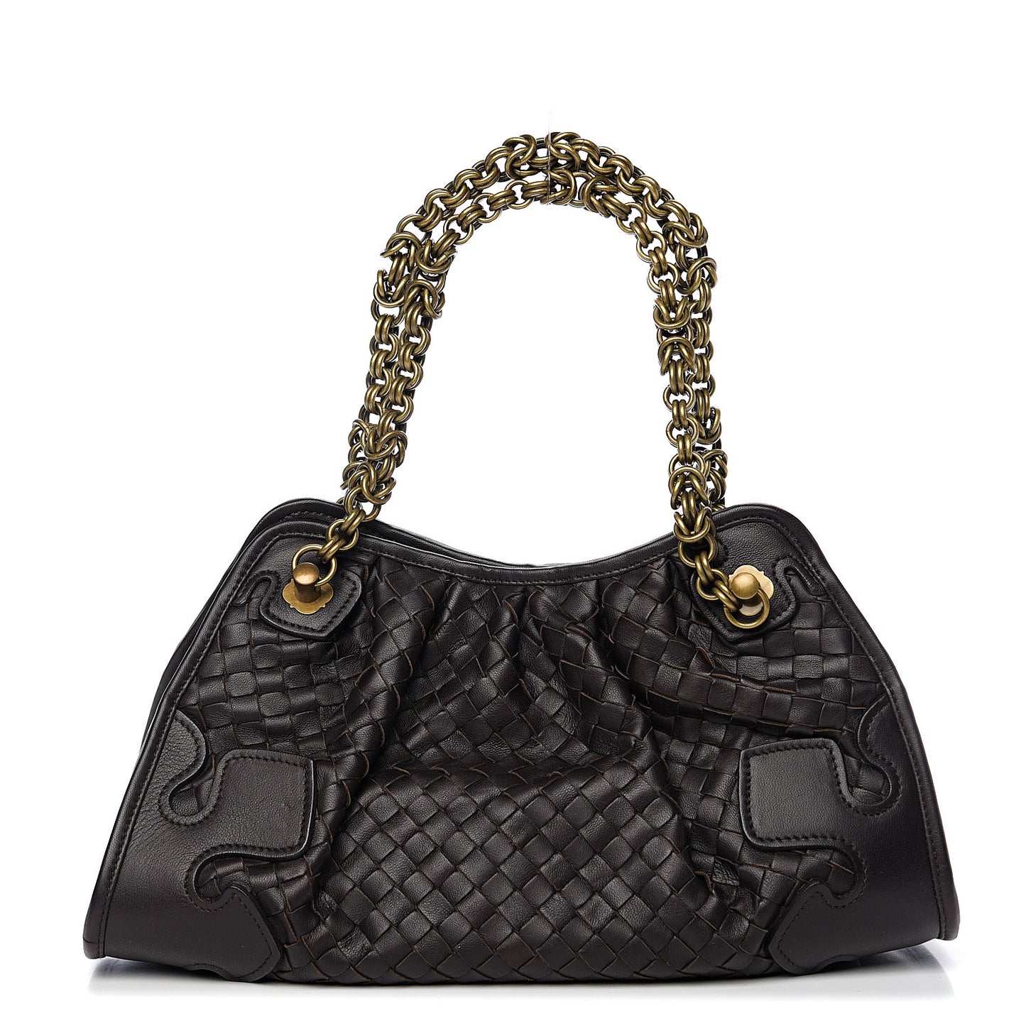 Nappa Intrecciato Small Chain Shoulder Bag Moro