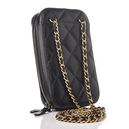 Chanel Lambskin Quilted Zip Phone Case Black 3 of 9