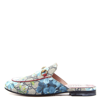 Gucci GG Supreme Monogram Blooms Womens Princetown Slippers 36.5 Beige Blue Navy Hibiscus Red 1 of 11