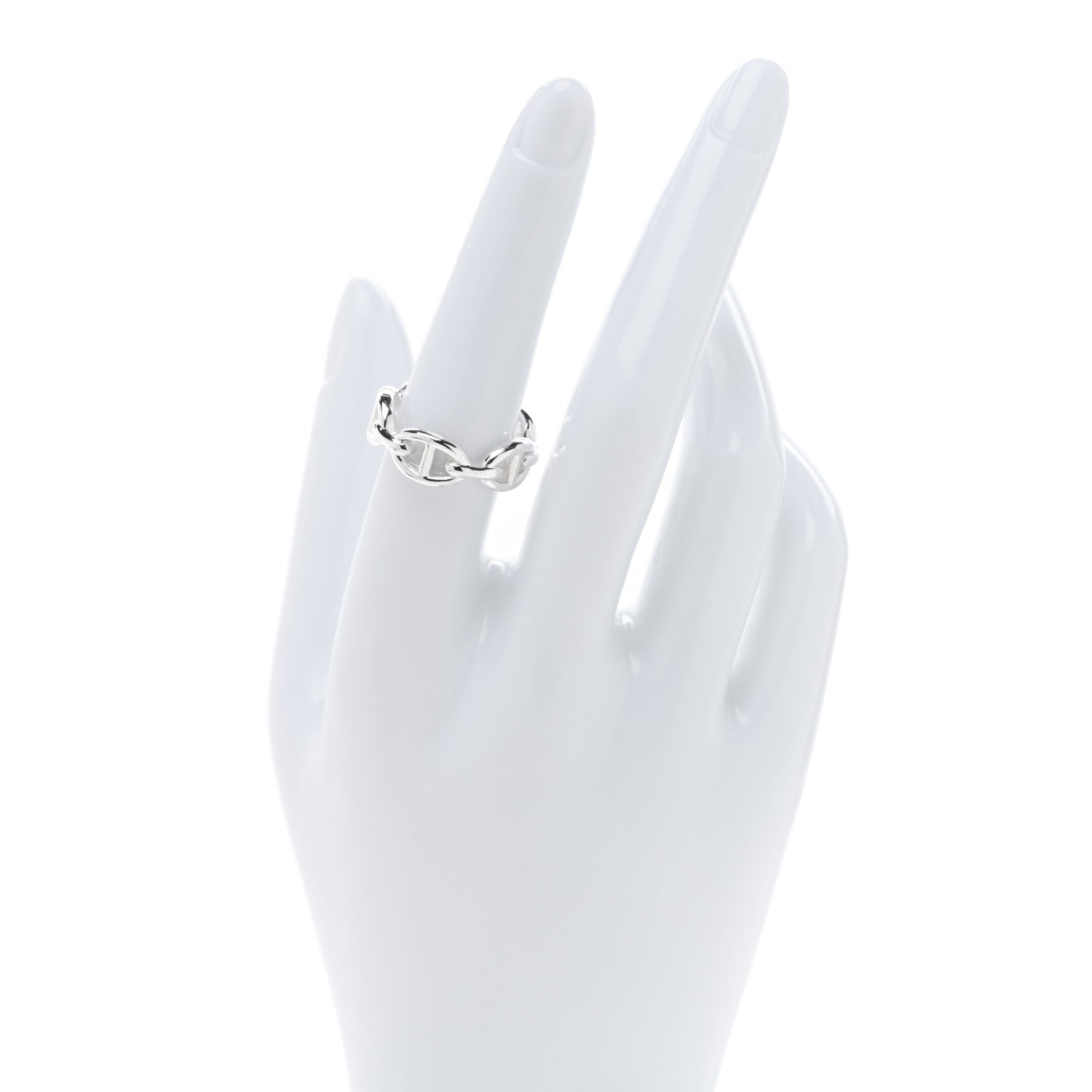 Hermes Sterling Silver PM Chaine d'Ancre Enchainee Band Ring 55 7.25 2 of 5