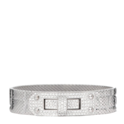 Hermes 18K White Gold Diamond MM Kelly Milanese Bracelet SH 1 of 4