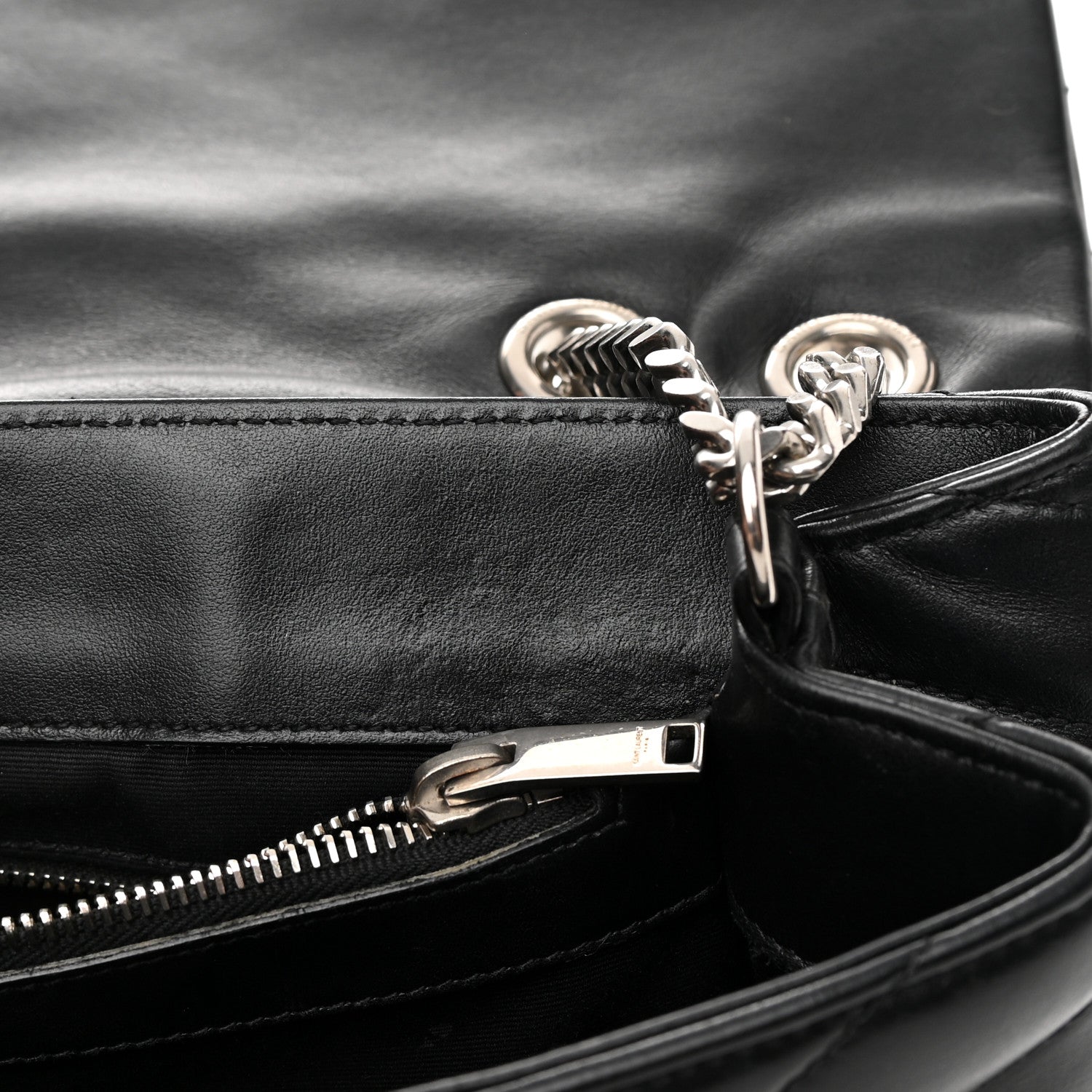 Saint Laurent Calfskin Y Quilted Monogram Medium Loulou Satchel Black 12 of 17