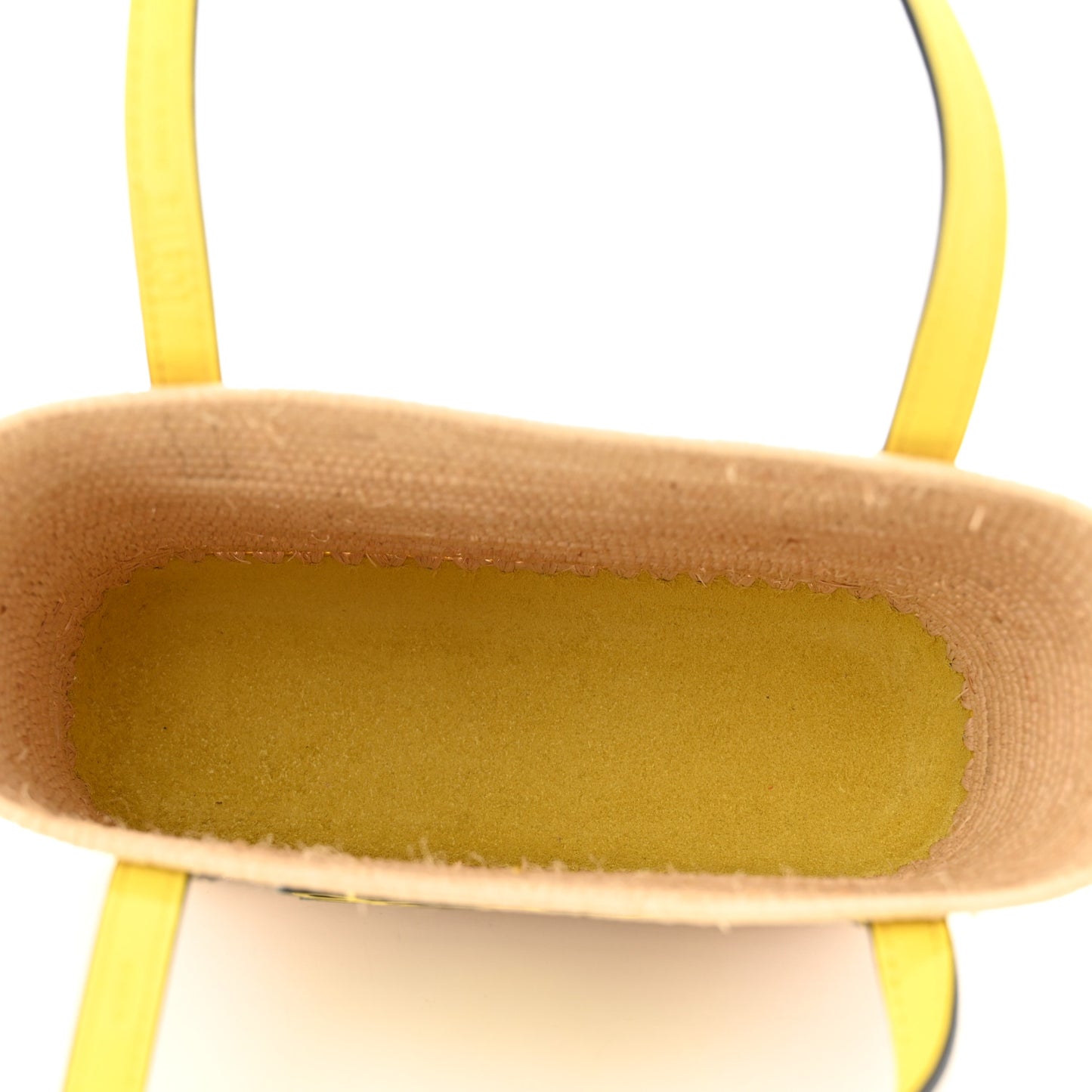 Raffia Square Mini Anagram Basket Tote Bag Natural Yellow