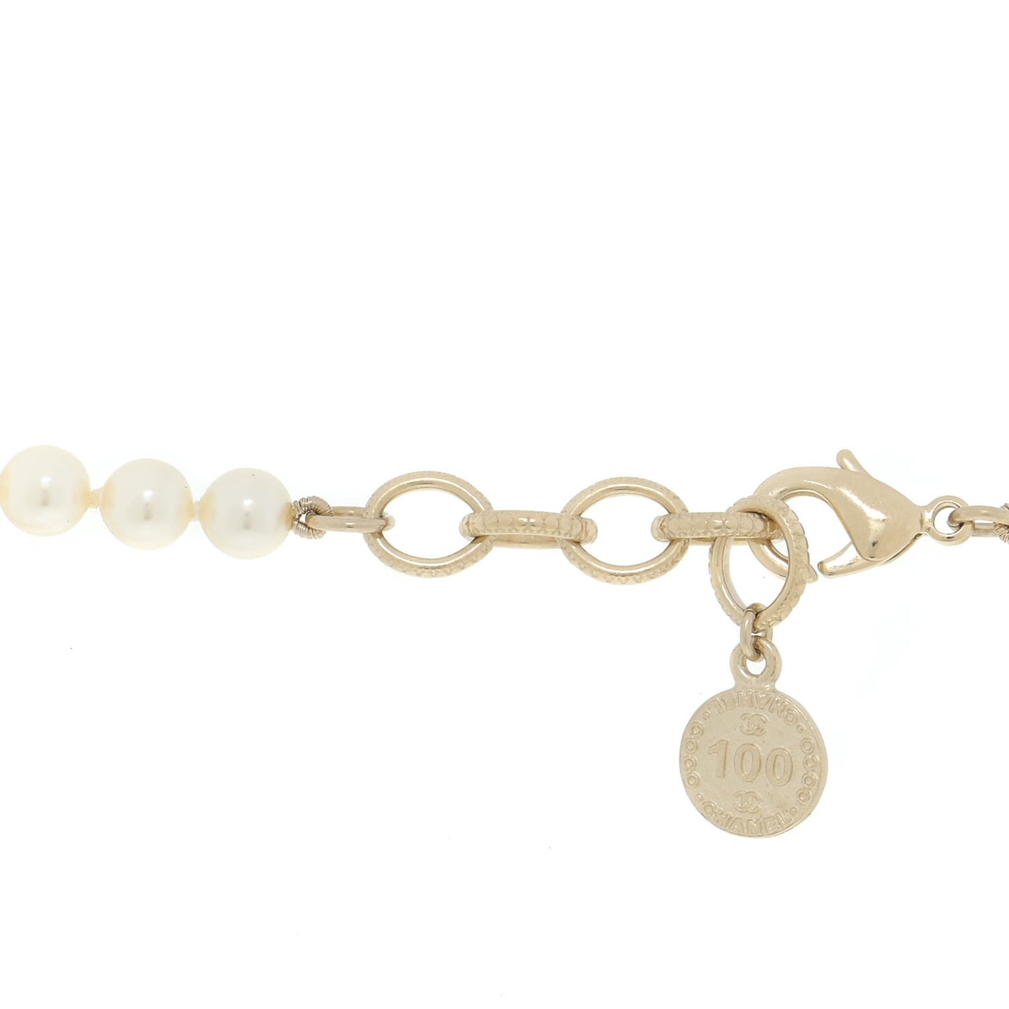 Pearl CC 100th Anniversary Necklace Light Gold