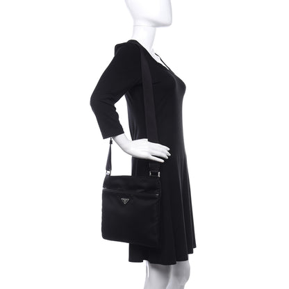 Prada Tessuto Nylon Saffiano Flat Messenger Bag Black 2 of 9