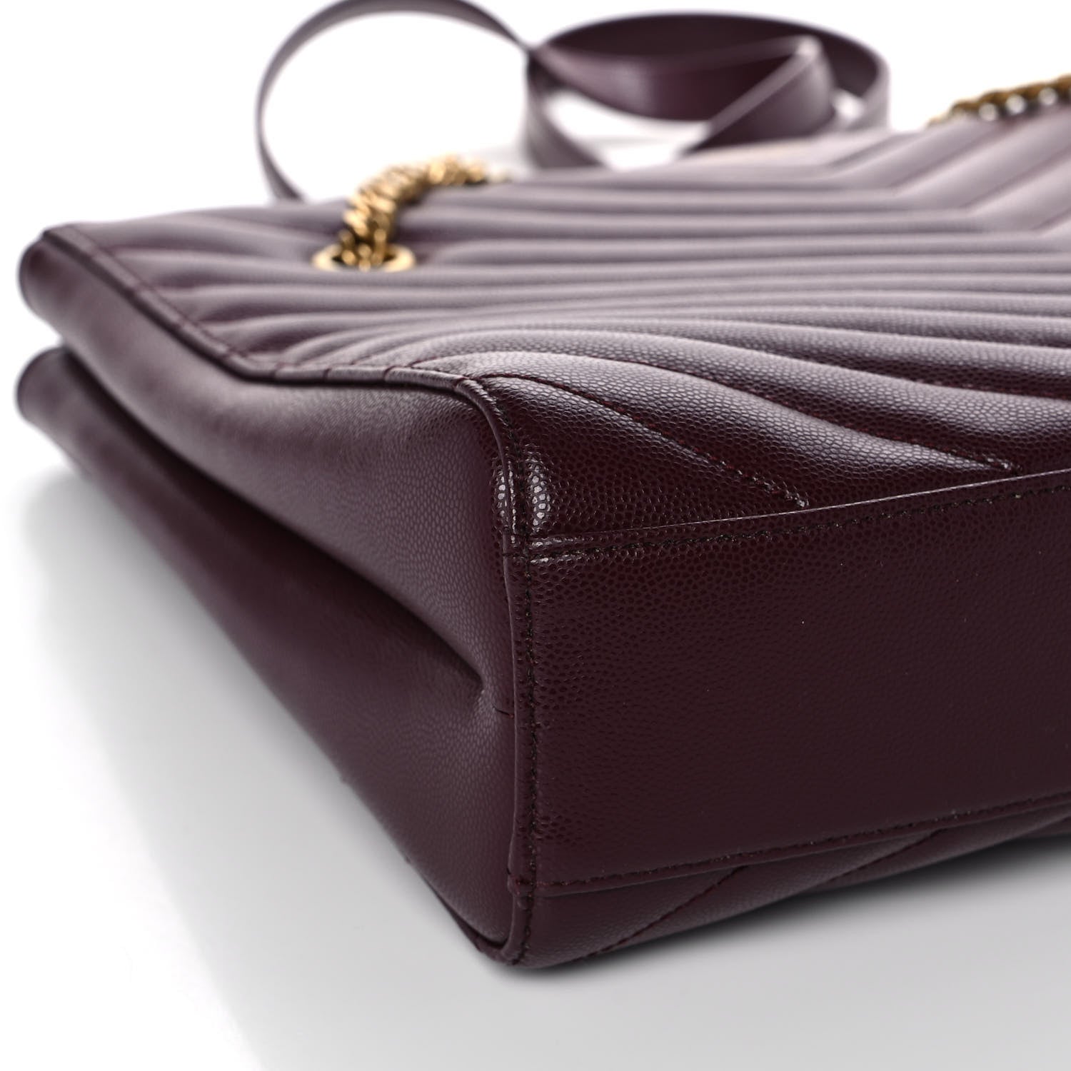 Saint Laurent Grain de Poudre Matelasse Chevron Medium Tribeca Shopping Bag Rouge Legion 8 of 9