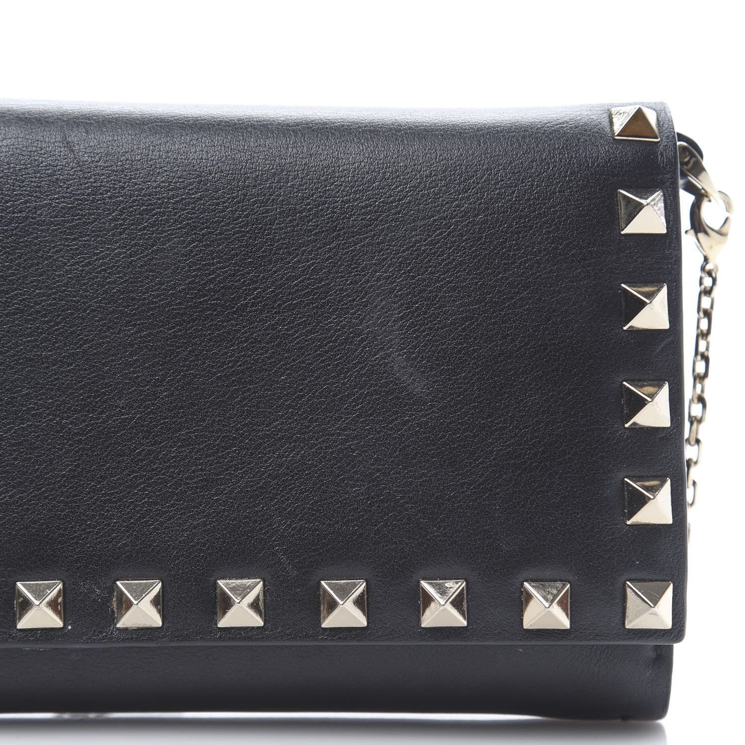 Valentino Garavani Vitello Rockstud Flap Wallet on Chain Black 10 of 10