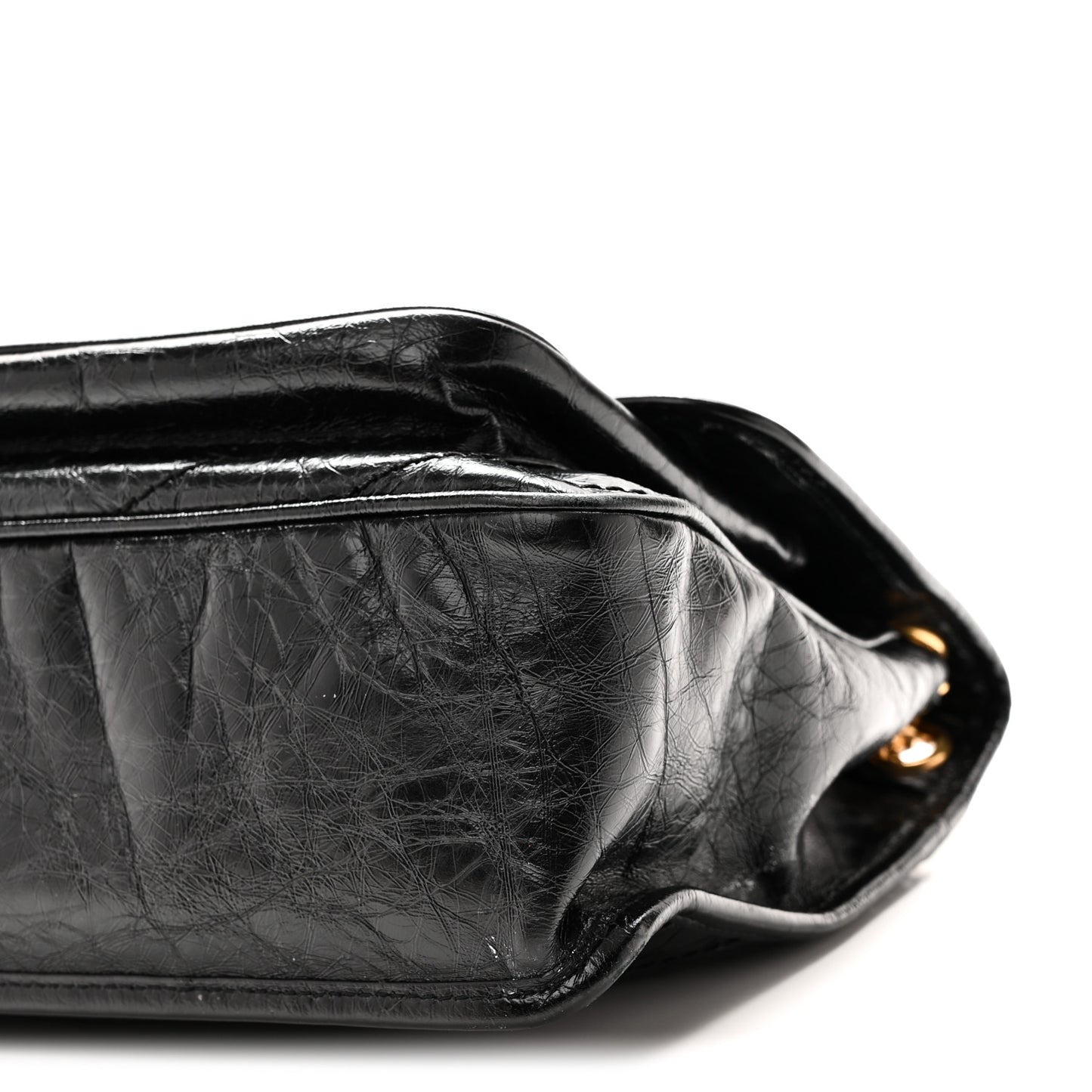 Crinkled Calfskin Matelasse Monogram Medium Niki Chain Satchel Black