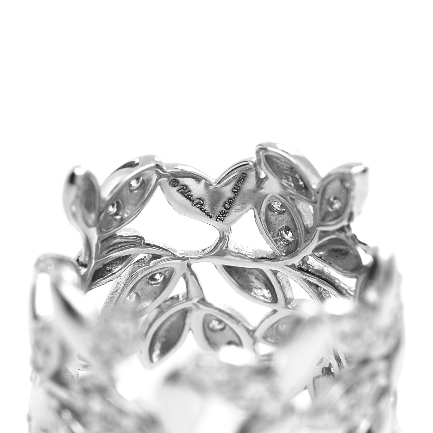Tiffany 18K White Gold Diamond Paloma Picasso Olive Leaf Band Ring 53 6.25 4 of 4