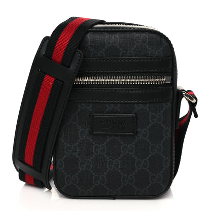 Gucci GG Supreme Monogram Appia Calfskin Web Small Camera Messenger Bag Black Grey 1 of 6
