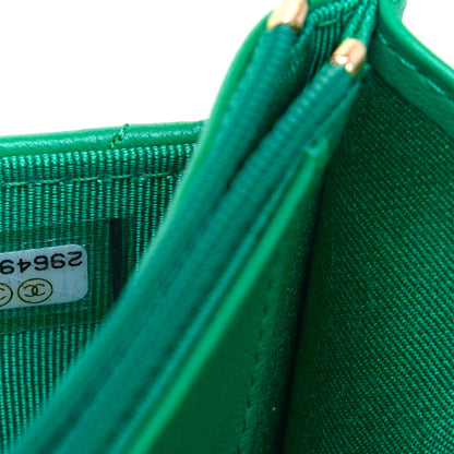 Chanel Lambskin Quilted Wallet On Chain WOC Green 10 of 17