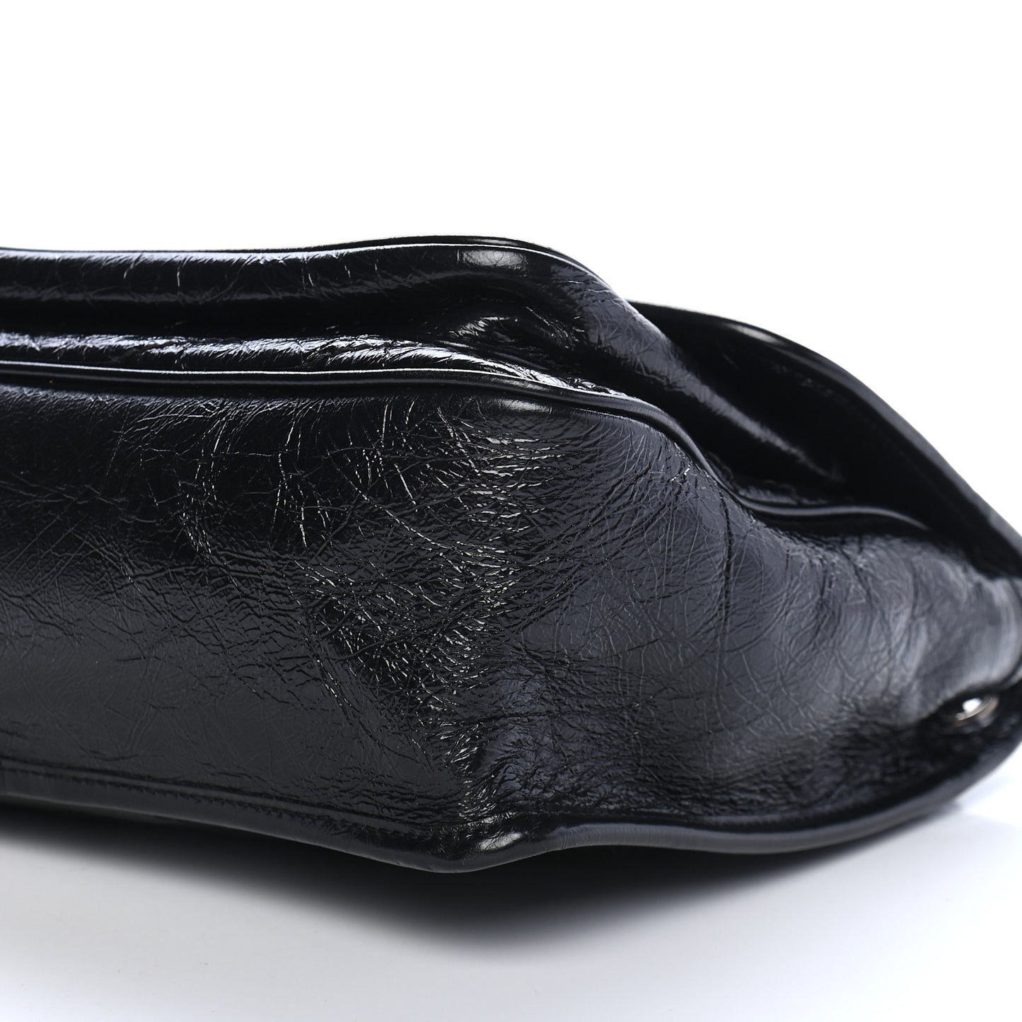 Crinkled Calfskin Matelasse Monogram Medium Niki Chain Satchel Black