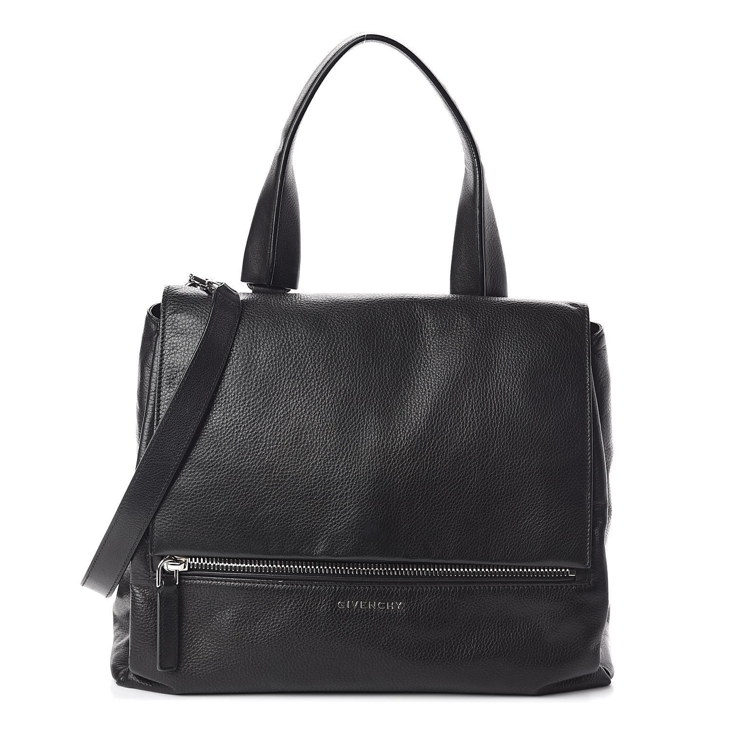Givenchy Waxy Grained Calfskin Medium Pandora Pure Flap Bag Black 1 of 10