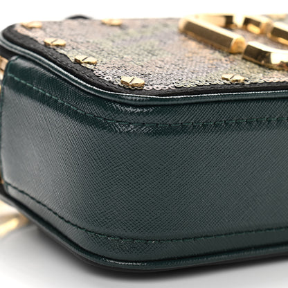 Marc Jacobs Saffiano Sequin Camouflage Stud Snapshot Camera Bag Green Gold 8 of 10