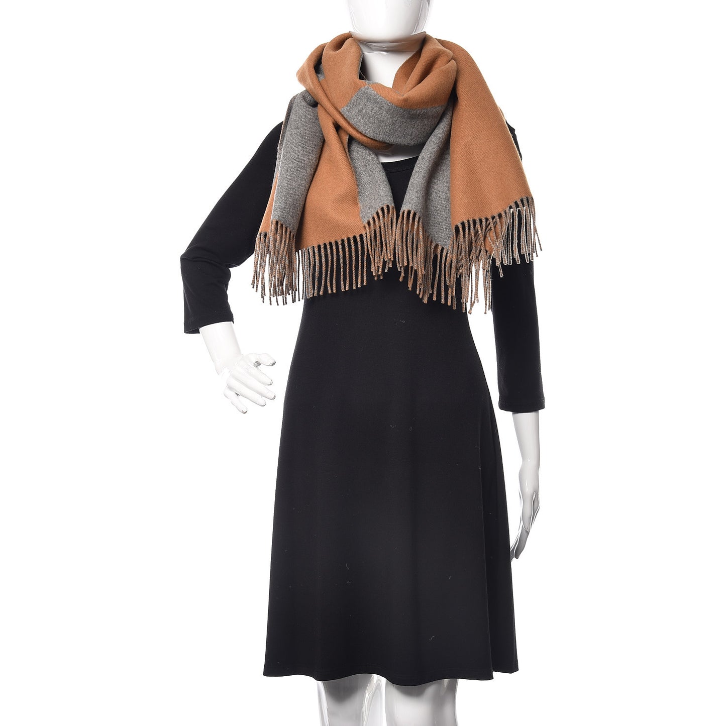 Cashmere Casaque Stole Gris Chine Camel