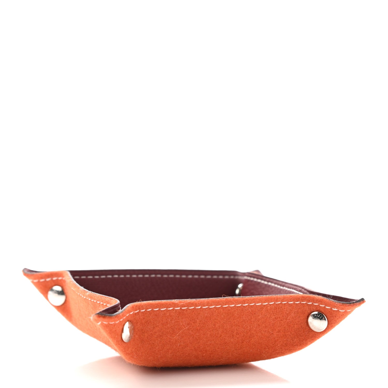 Hermes Taurillon Clemence Felt Bridge Mises et Relances Change Tray Orange Rouge H 3 of 5
