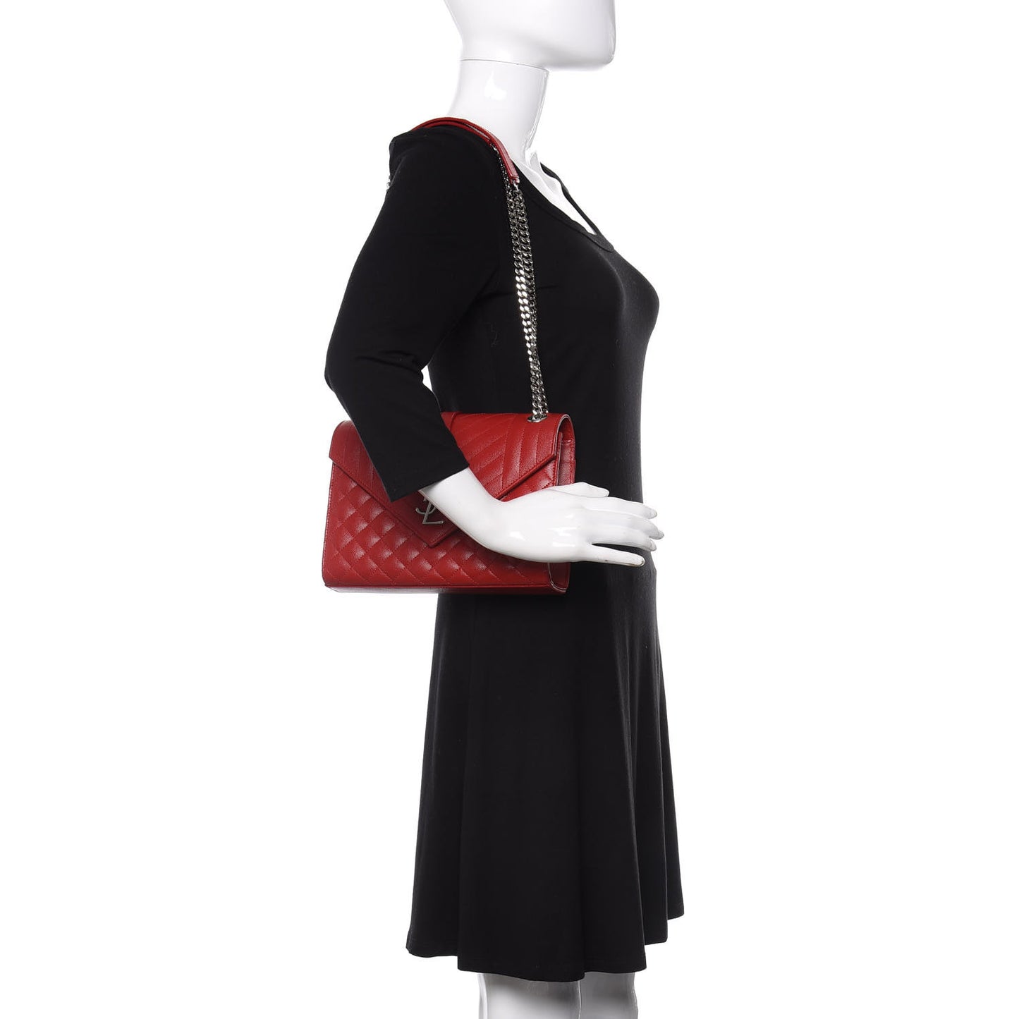 Grain De Poudre Textured Mixed Matelasse Triquilt Medium Monogram Satchel Rouge Eros