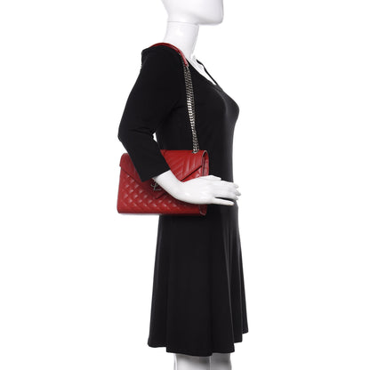 Saint Laurent Grain De Poudre Textured Mixed Matelasse Triquilt Medium Monogram Satchel Rouge Eros 2 of 10