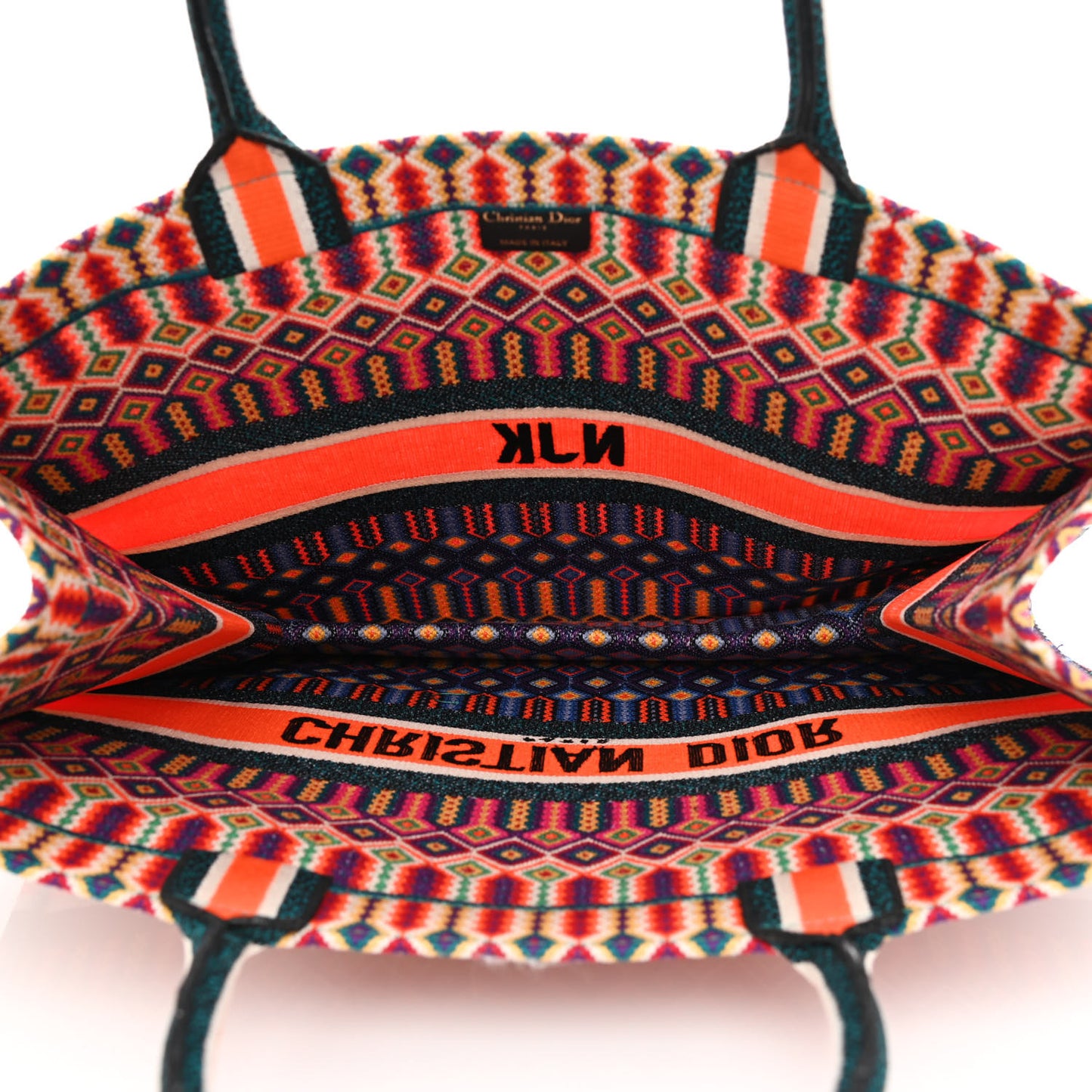 Canvas Embroidered Large Book Tote Orange Multicolor