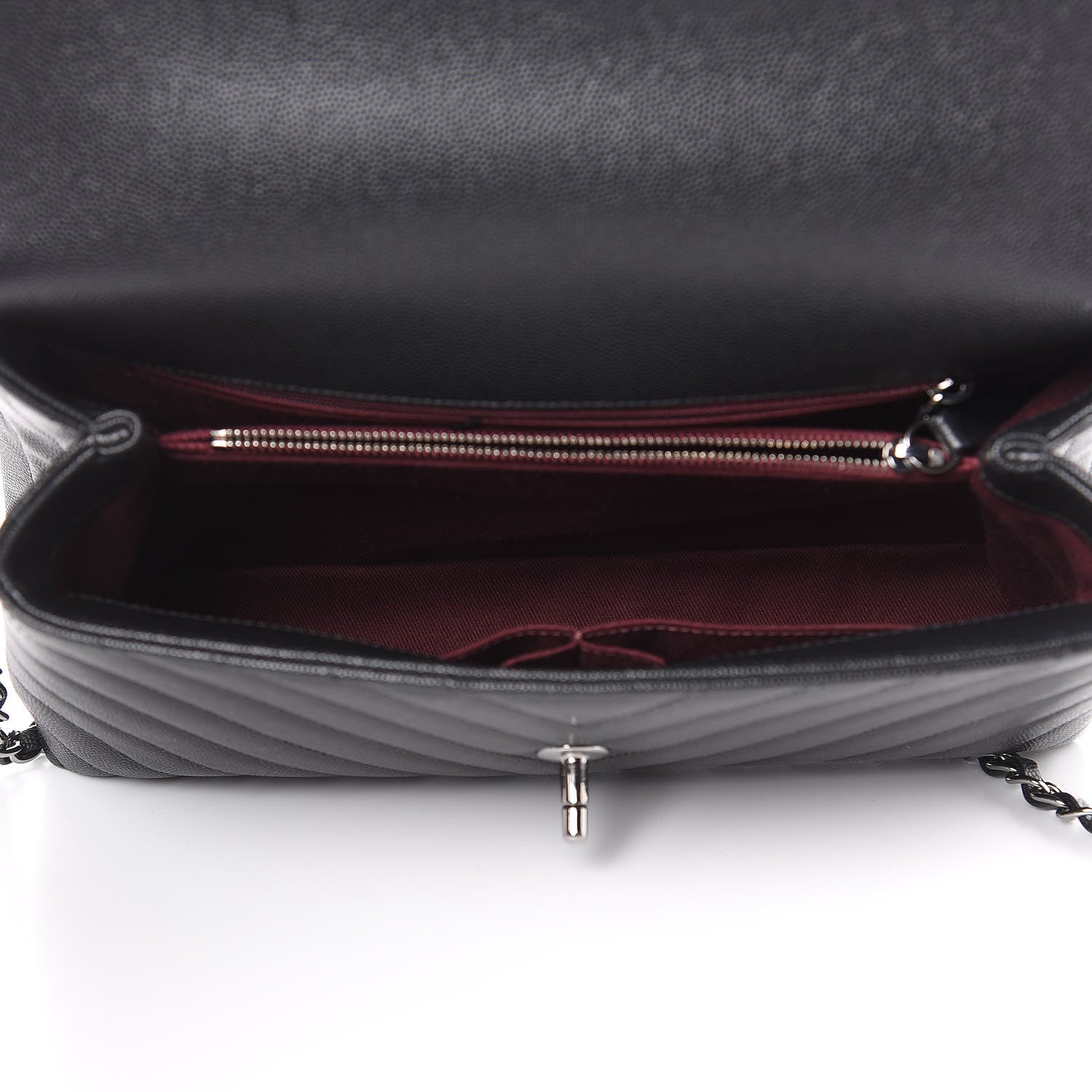 Chanel Caviar Chevron Quilted Small Coco Handle Flap Black 5 of 10