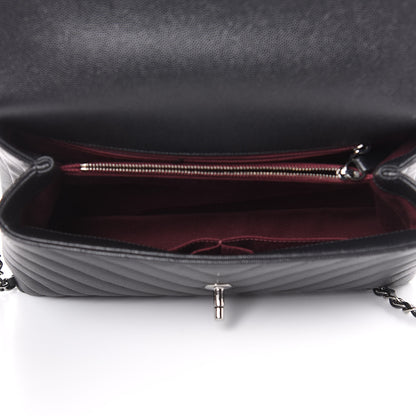 Chanel Caviar Chevron Quilted Small Coco Handle Flap Black 5 of 10