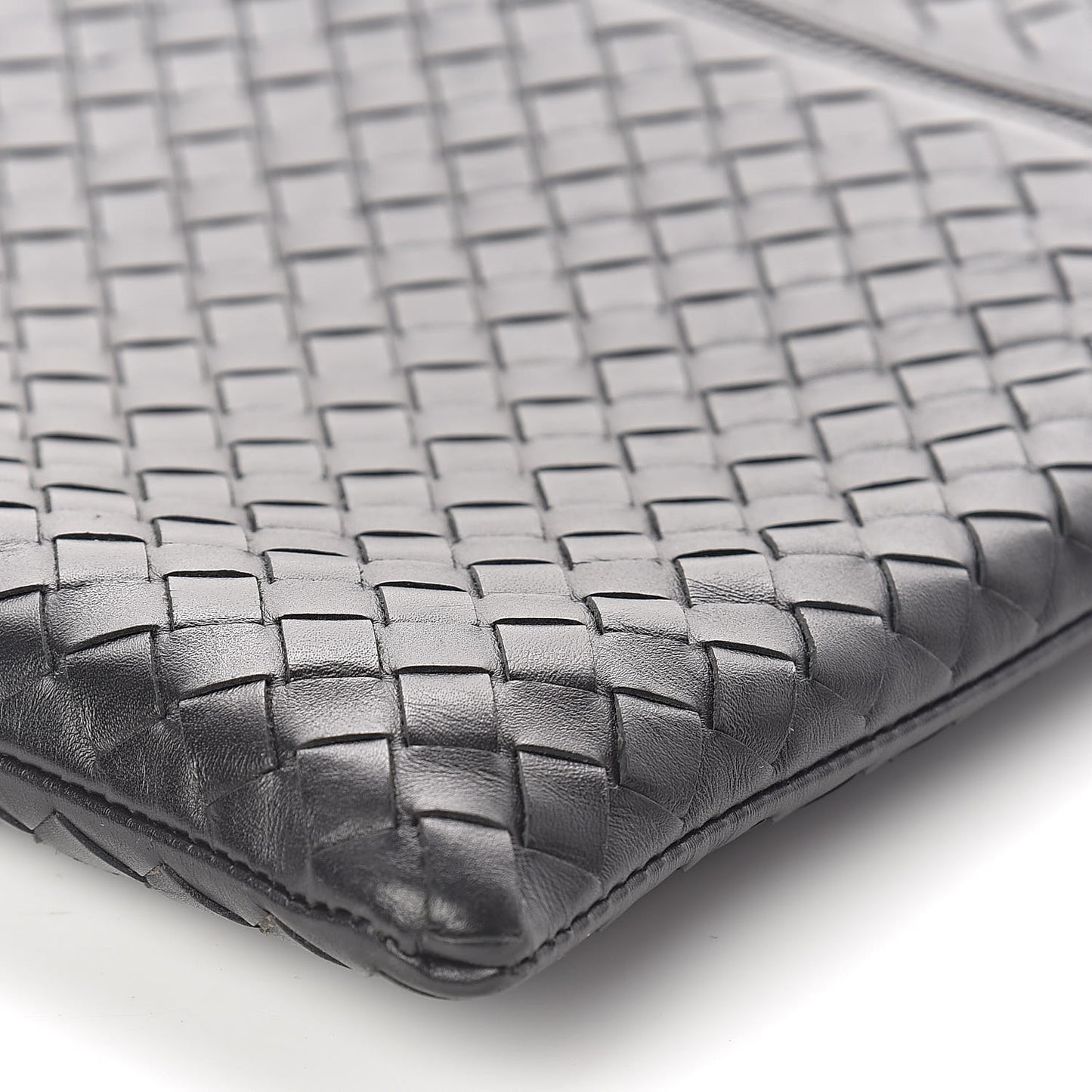 Calfskin Intrecciato Small Document Pouch Black