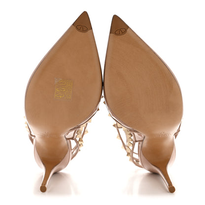 Valentino Garavani Patent PVC Rockstud Ankle Strap 100mm Pumps 37 Rose 6 of 10
