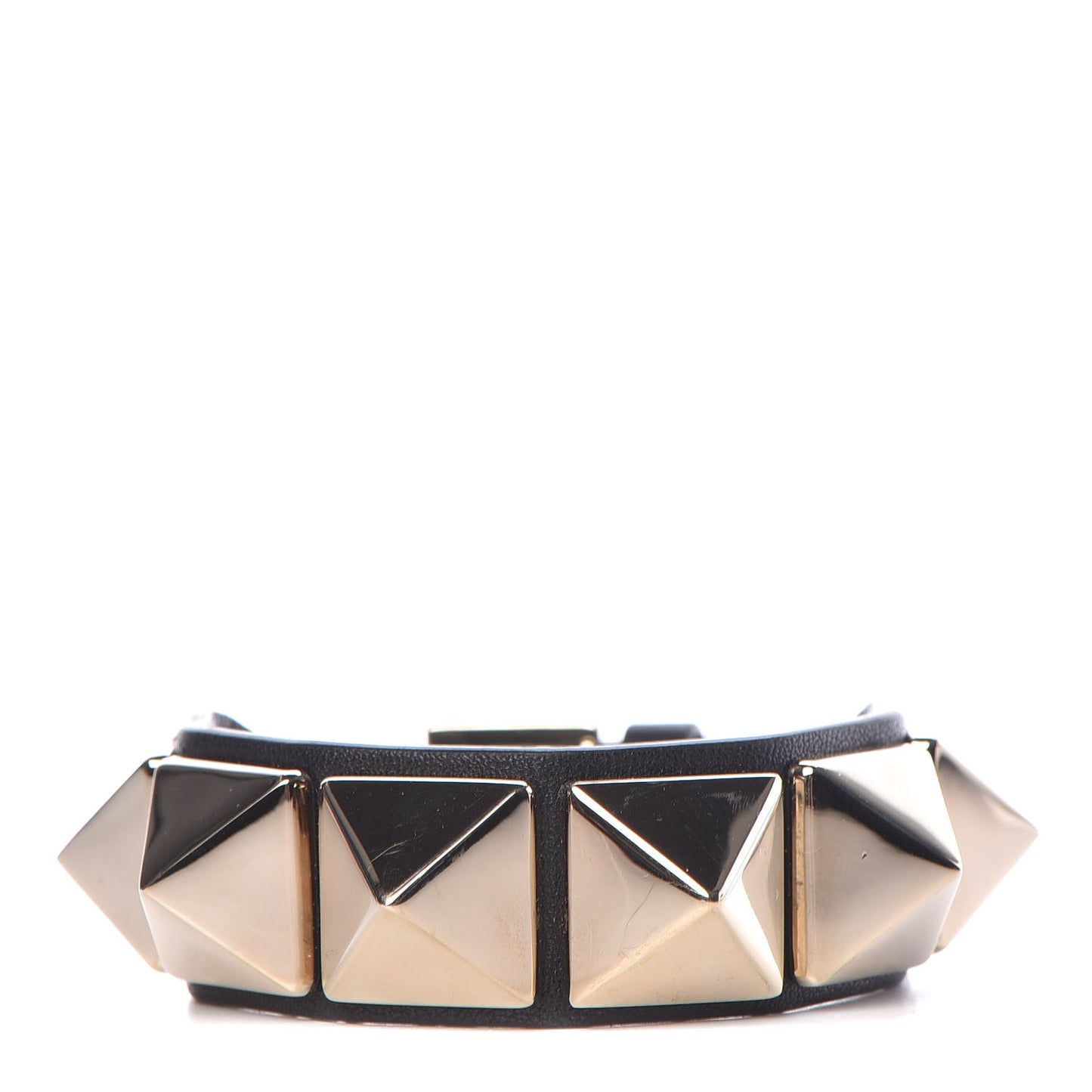 Calfskin Macro Rockstud Bracelet Black