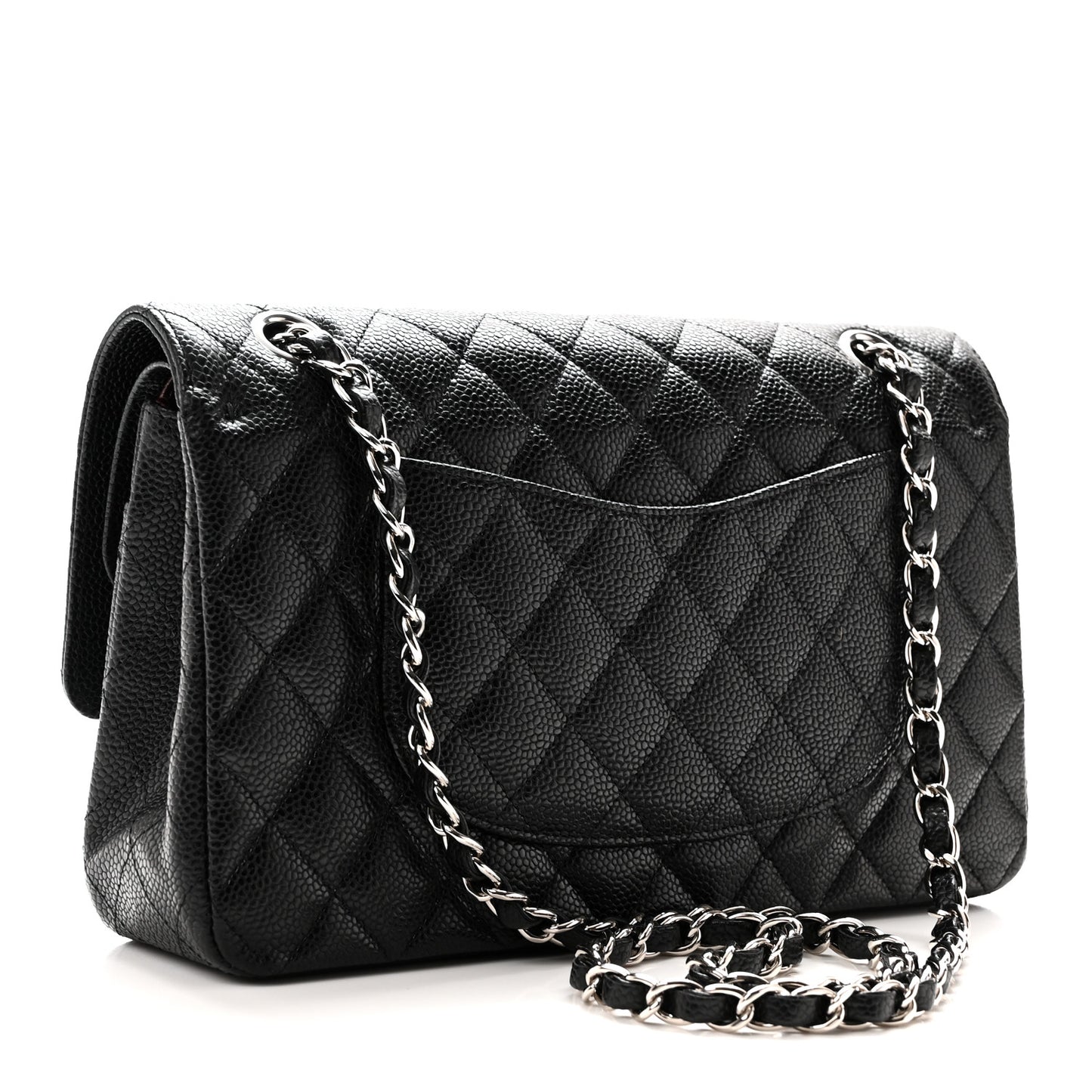 Caviar Quilted Medium Double Flap Black