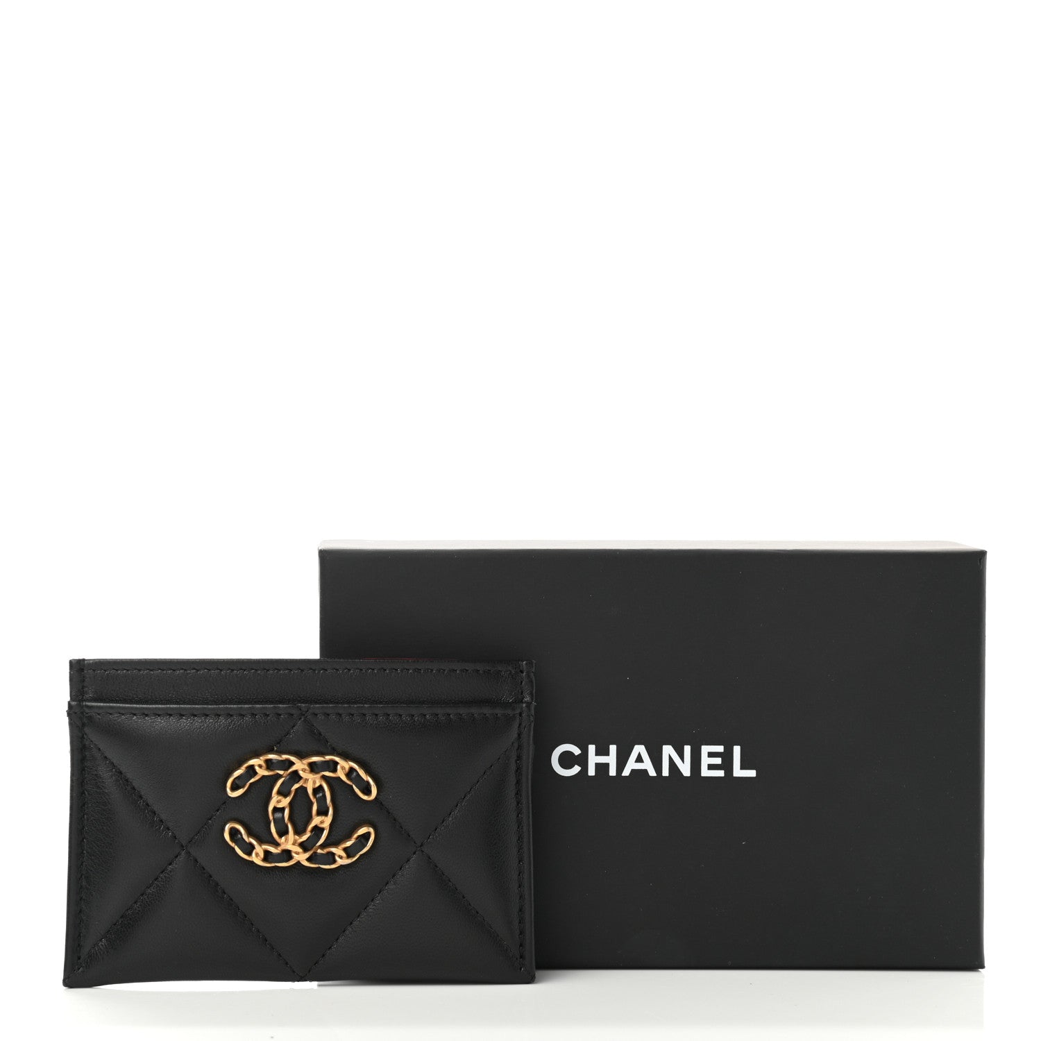 Chanel Lambskin Quilted Chanel 19 Card Holder Black 9 of 9