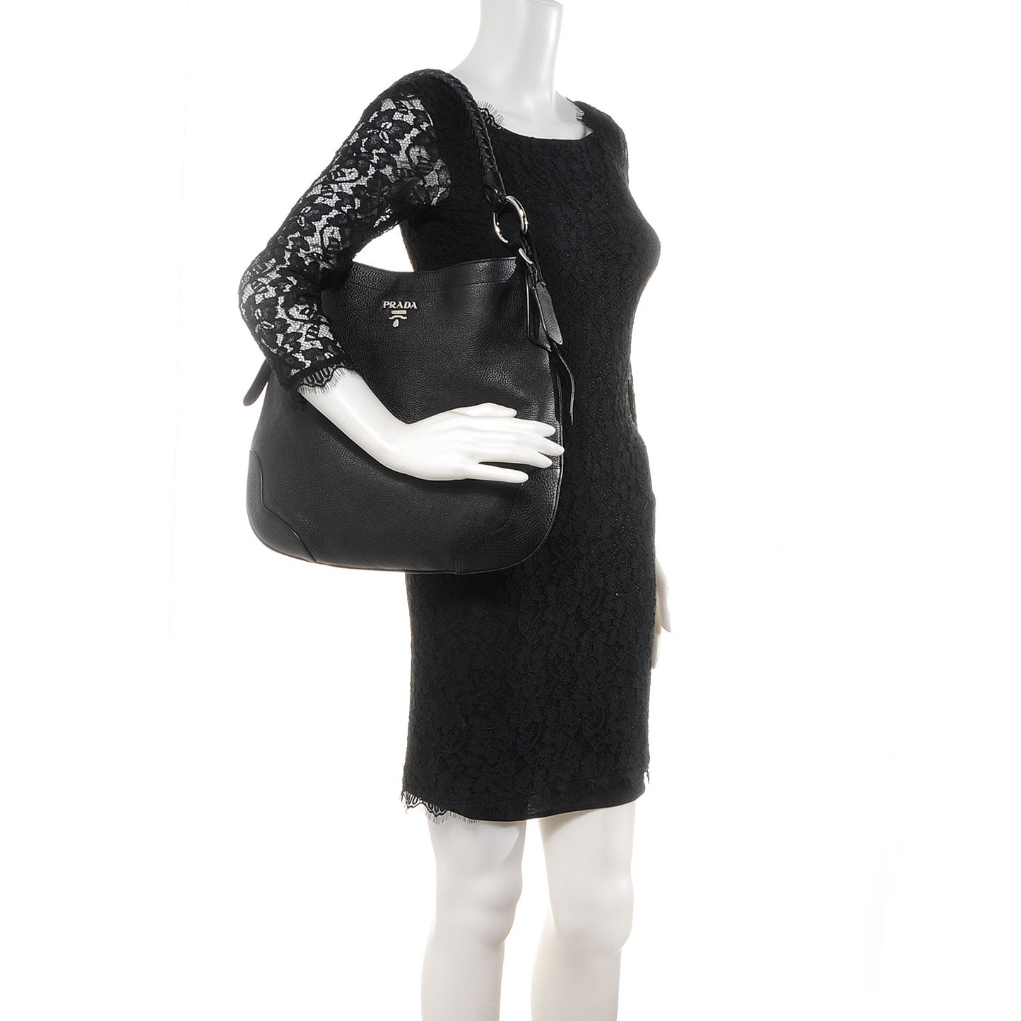 Vitello Daino Braided Hobo Nero Black