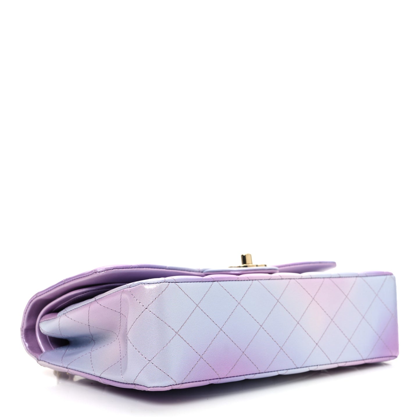Lambskin Quilted Tie Dye Ombre Medium Double Flap Purple Blue Pink