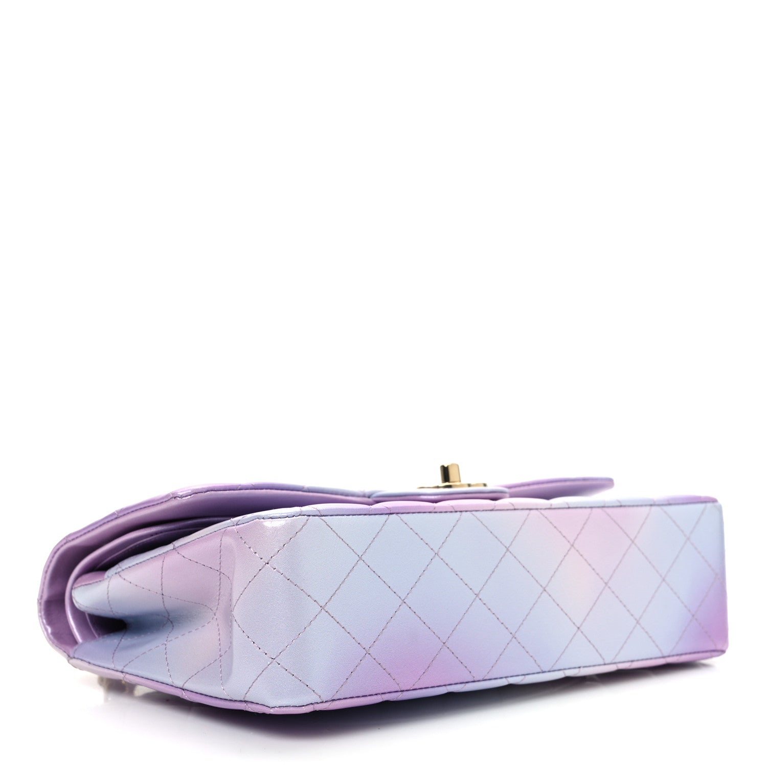 Chanel Lambskin Quilted Tie Dye Ombre Medium Double Flap Purple Blue Pink 4 of 10