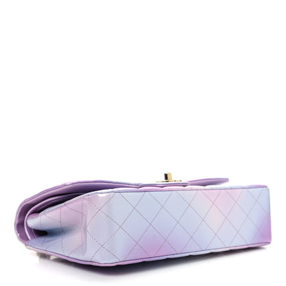 Chanel Lambskin Quilted Tie Dye Ombre Medium Double Flap Purple Blue Pink 4 of 10