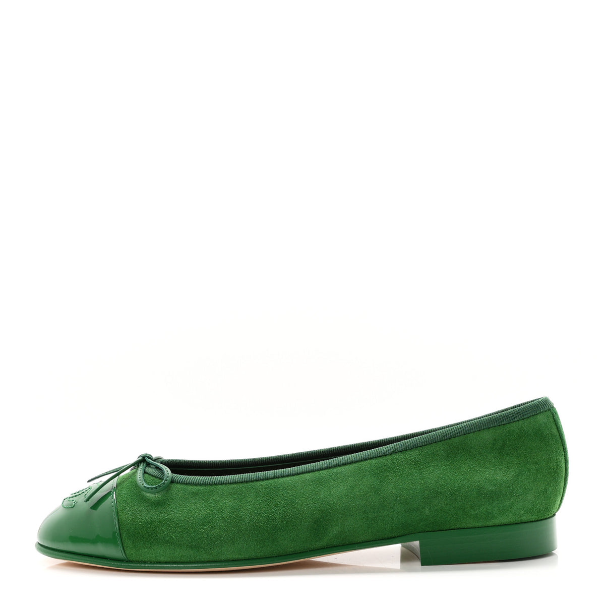 Suede Patent Cap Toe CC Ballerina Flats 36.5 Green