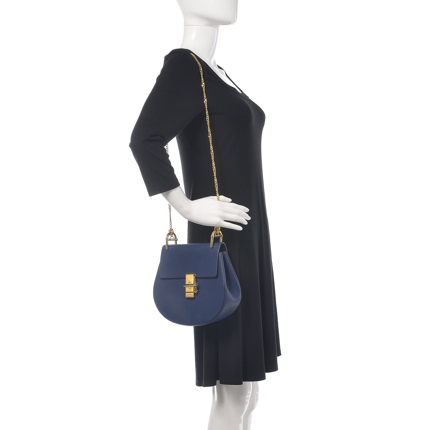 Grained Lambskin Drew Shoulder Bag Royal Navy