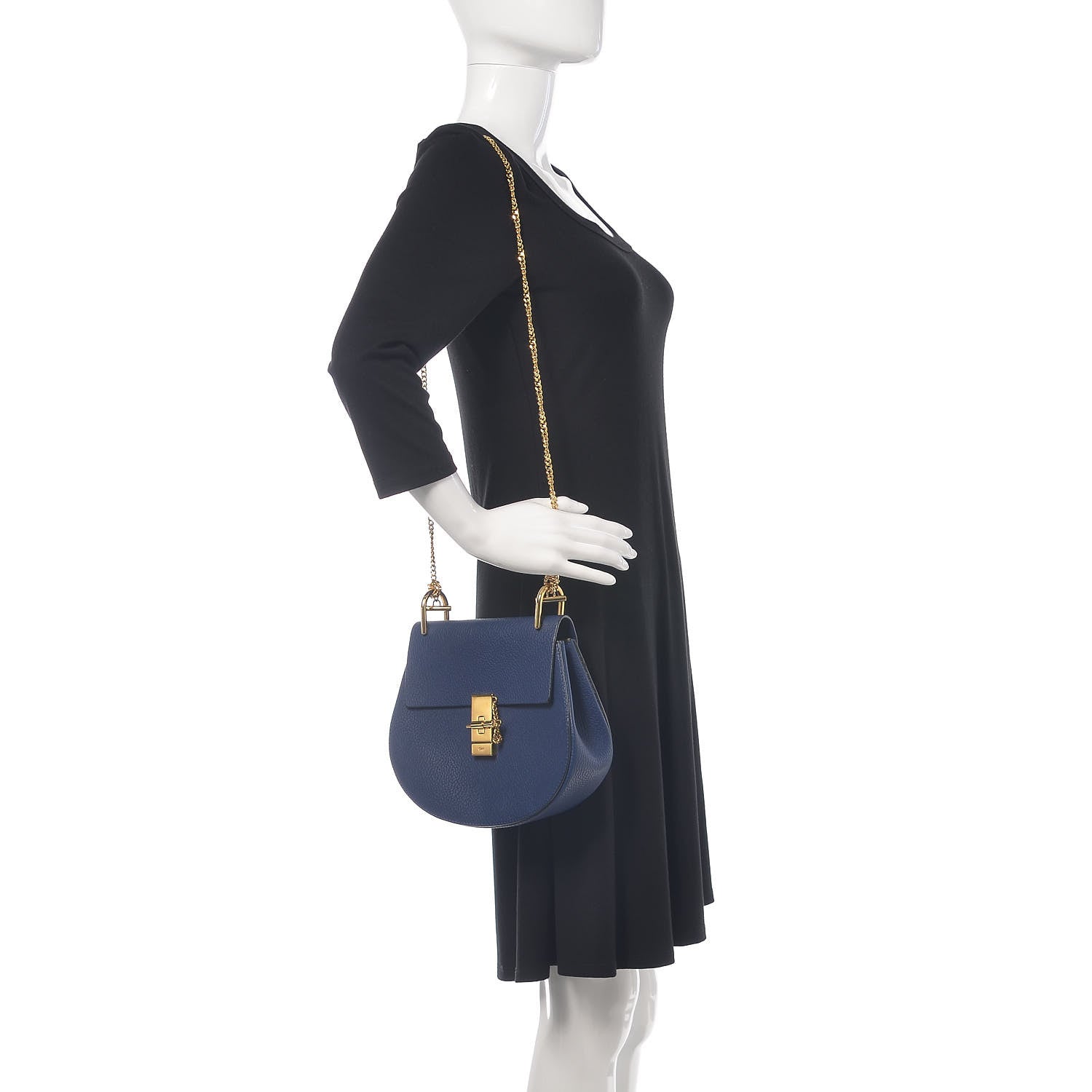 Chloe Grained Lambskin Drew Shoulder Bag Royal Navy 2 of 8